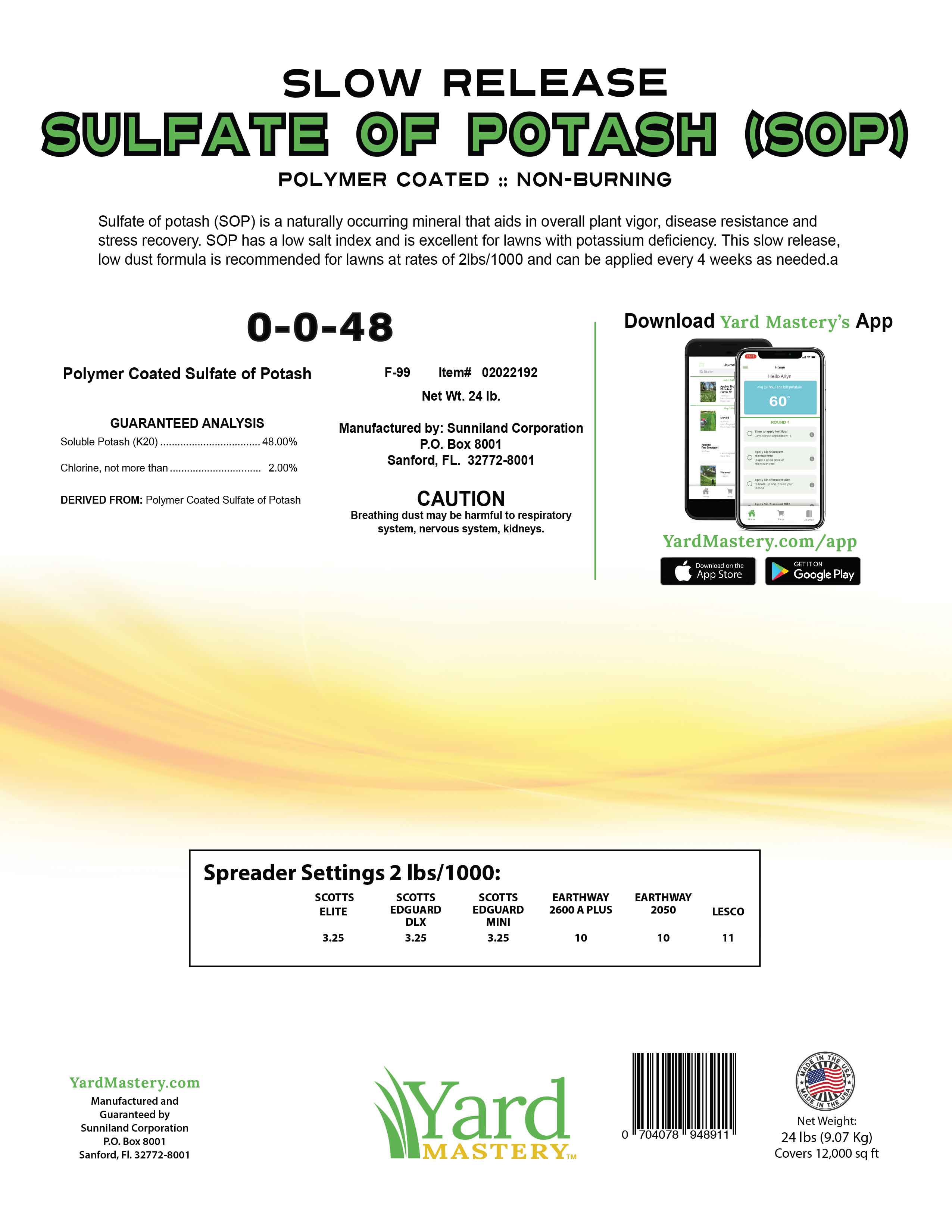 0-0-48 SOP Sulphate of Potash - Granular Lawn Fertilizer | Yard Mastery