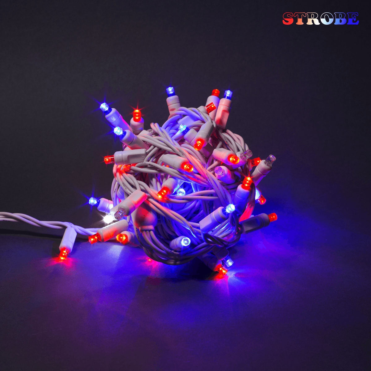 5mm Light Set 70ct Strobe Balled-4" Spacing (21') (White Wire) | Outdoor Lights and Wire Decor