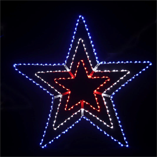 Patriotic Triple Star - 31" | Outdoor Lights and Wire Decor