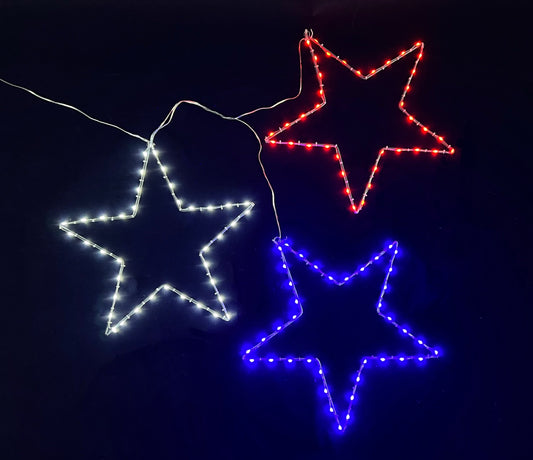 Patriotic Stars - Set of Three - 20" | Outdoor Lights and Wire Decor
