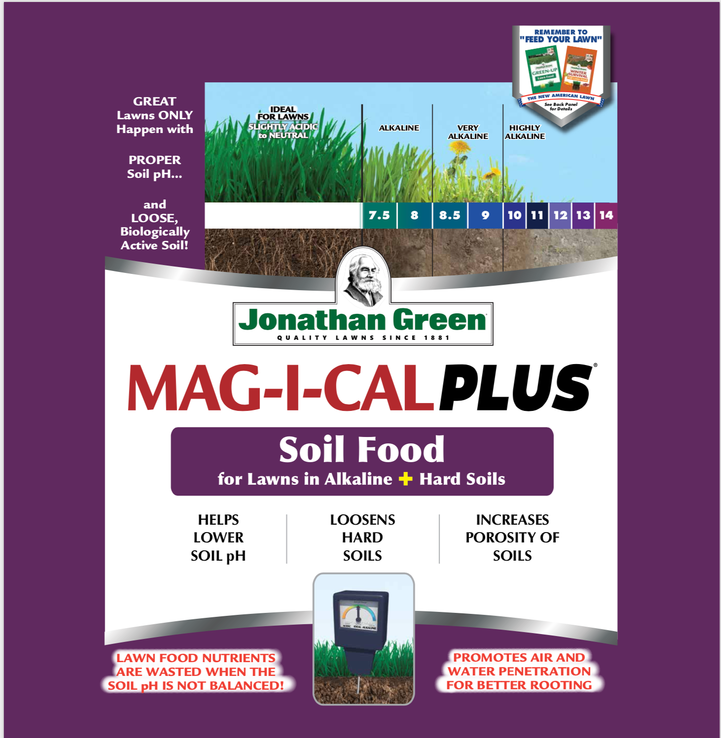 alkaline fertilizer for plants MAG-I-CAL® PLUS Soil Food for Lawns in Alkaline & Hard Soil